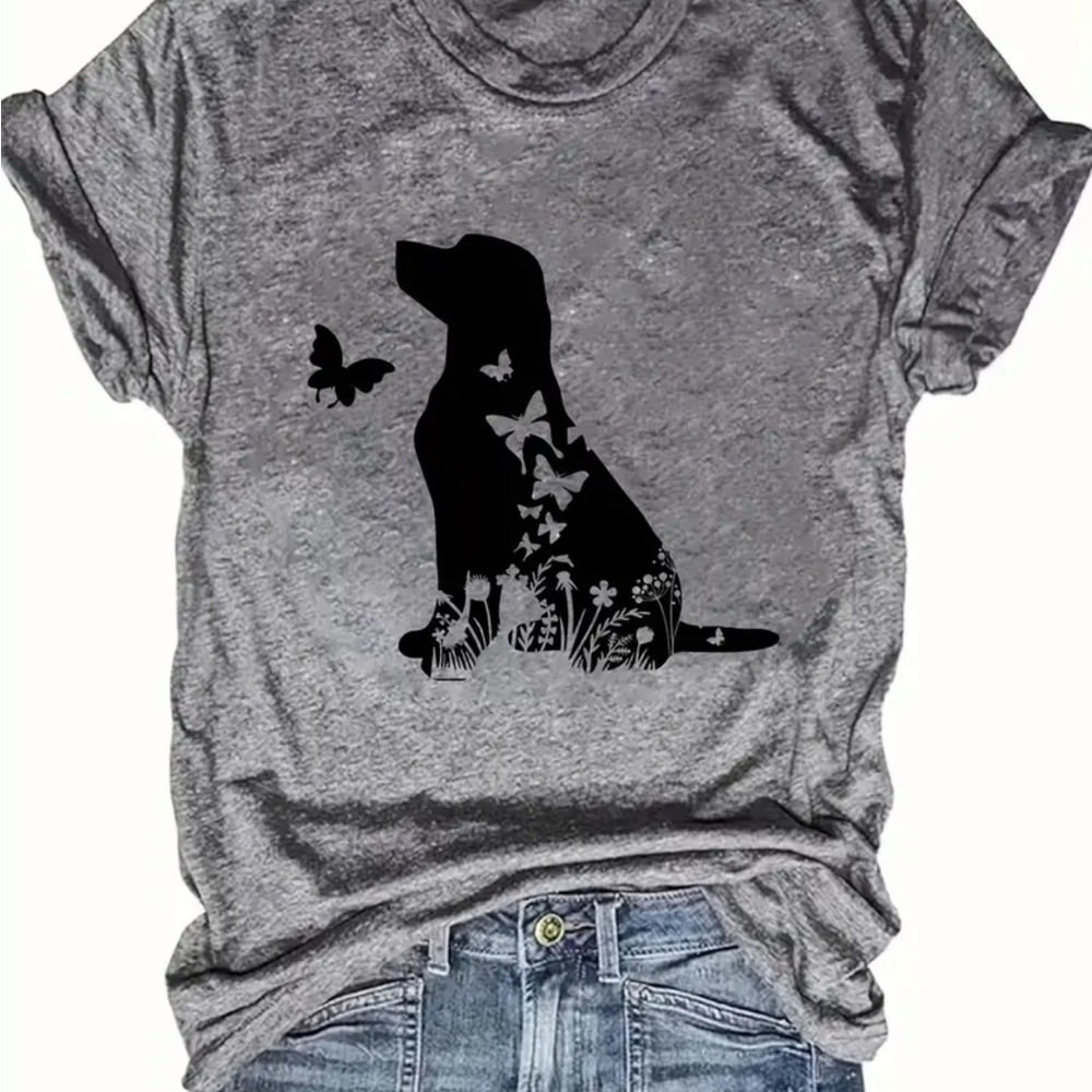NEW Gray Dog Silhouette T-Shirt